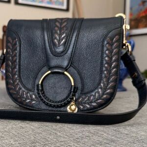 See by Chloe Hana Crossbody Bag Ultramarine Blue Leather Woven Ring